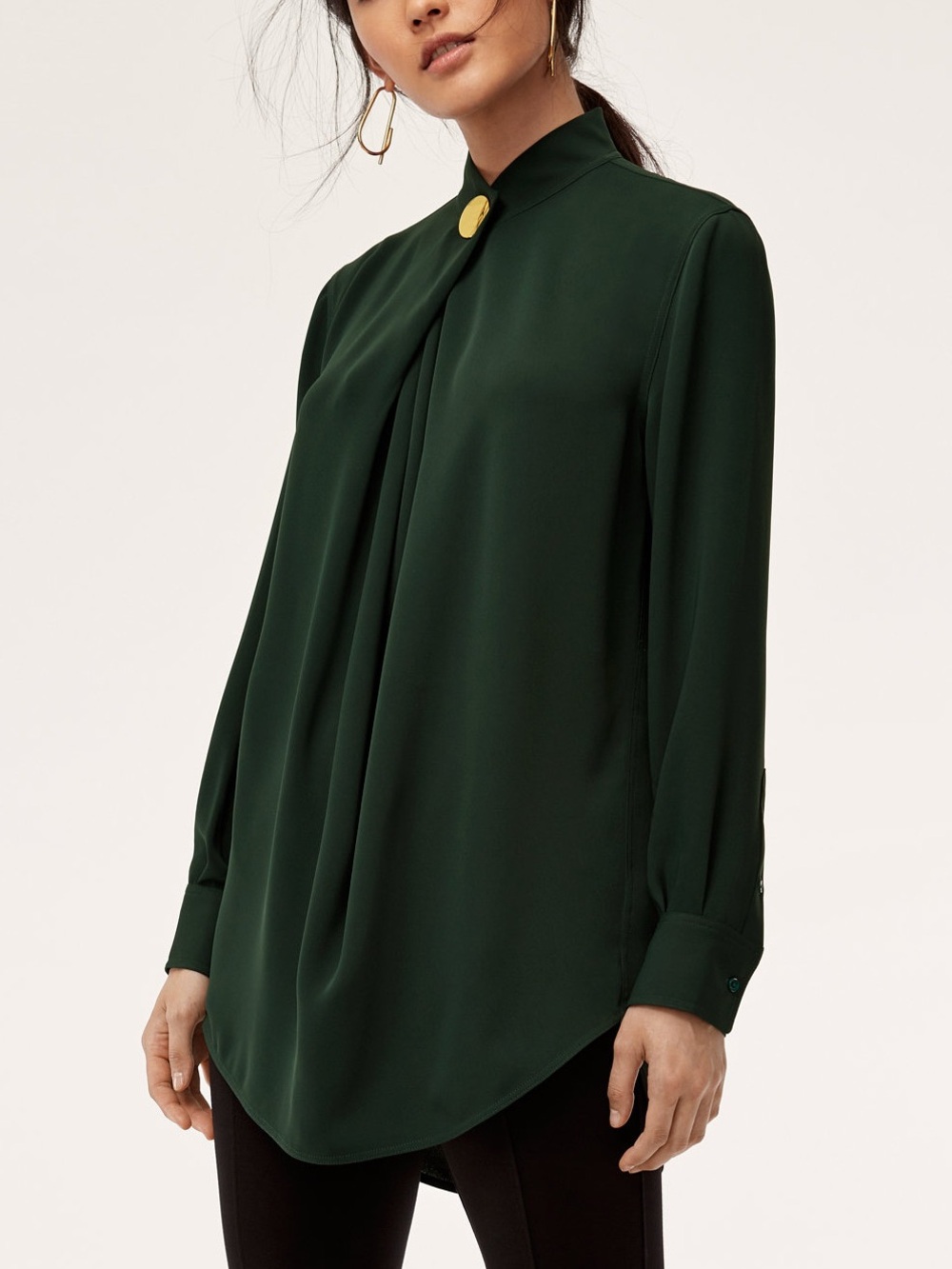 Babaton — Howie Blouse Deep Green Pleated Longline